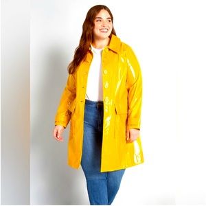 NWOT ModCloth yellow vinyl rain jacket. Size 3x.